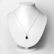 4.41 Carat Genuine Blue Sapphire and White Diamond 14K Yellow Gold Pendant - Pendants - Custom Crafting Alliance, LLC
