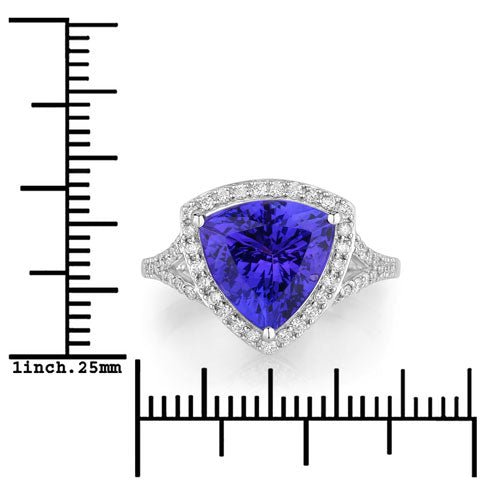 4.42 Carat Genuine Tanzanite and White Diamond 14K White Gold Ring - Rings - Custom Crafting Alliance, LLC