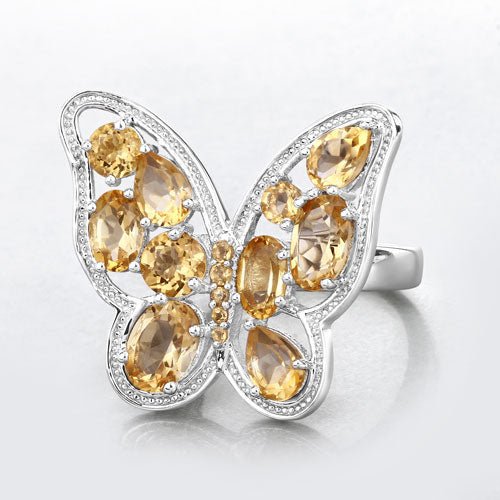 4.43 Carat Genuine Citrine .925 Sterling Silver Ring - Rings - Custom Crafting Alliance, LLC