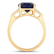 4.46 Carat Genuine Blue Sapphire and White Diamond 14K Yellow Gold Ring - Rings - Custom Crafting Alliance, LLC