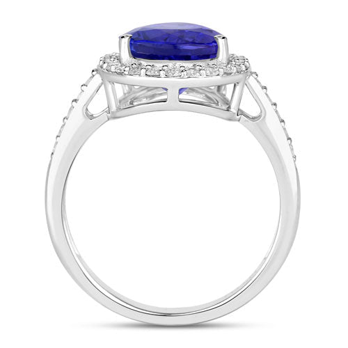 4.46 Carat Genuine Tanzanite and White Diamond 14K White Gold Ring - Rings - Custom Crafting Alliance, LLC