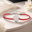 925 Sterling Silver Bracelet with White Gold Plating and Cotton Cord for Women