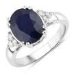 4.50 Carat Genuine Blue Sapphire and White Diamond 14K White Gold Ring - Rings - Custom Crafting Alliance, LLC