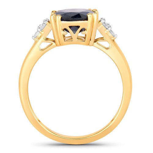 4.50 Carat Genuine Blue Sapphire and White Diamond 14K Yellow Gold Ring - Rings - Custom Crafting Alliance, LLC