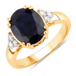 4.50 Carat Genuine Blue Sapphire and White Diamond 14K Yellow Gold Ring - Rings - Custom Crafting Alliance, LLC