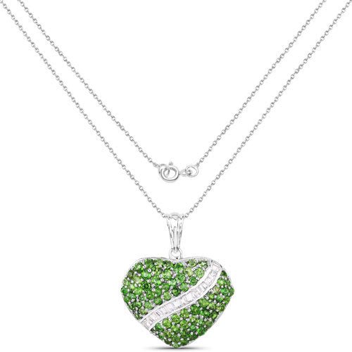 4.51 Carat Genuine Chrome Diopside and White Topaz .925 Sterling Silver Pendant - Pendants - Custom Crafting Alliance, LLC