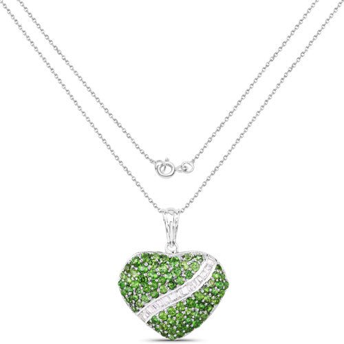 4.51 Carat Genuine Chrome Diopside and White Topaz .925 Sterling Silver Pendant - Pendants - Custom Crafting Alliance, LLC