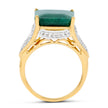 8.70 Carat Dyed Emerald and White Topaz .925 Sterling Silver Ring