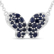 3.83 Carat Genuine Blue Sapphire and White Zircon .925 Sterling Silver Pendant