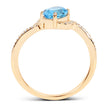 1.04 Carat Genuine Swiss Blue Topaz and White Diamond 14K Yellow Gold Ring