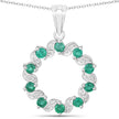 1.10 Carat Genuine Emerald and White Topaz .925 Sterling Silver Pendant