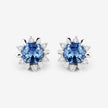 1.87 Carat Genuine Blue Sapphire and White Diamond 14K White Gold Earrings