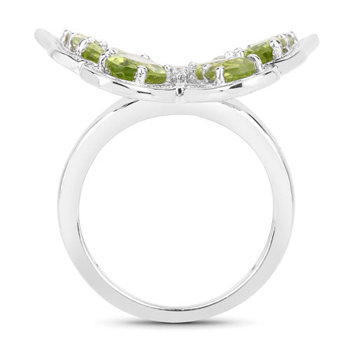 4.61 Carat Genuine Peridot and White Topaz .925 Sterling Silver Ring - Rings - Custom Crafting Alliance, LLC