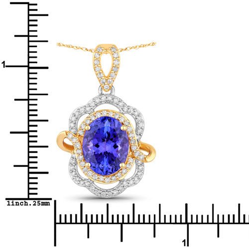 4.61 Carat Genuine Tanzanite and White Diamond 14K White Gold(Two-Tone) Pendant - Pendants - Custom Crafting Alliance, LLC