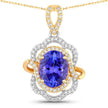 4.61 Carat Genuine Tanzanite and White Diamond 14K White Gold(Two-Tone) Pendant - Pendants - Custom Crafting Alliance, LLC