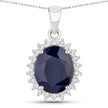 4.63 Carat Genuine Blue Sapphire and White Diamond 14K White Gold Pendant - Pendants - Custom Crafting Alliance, LLC