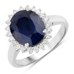 4.63 Carat Genuine Blue Sapphire and White Diamond 14K White Gold Ring - Rings - Custom Crafting Alliance, LLC