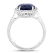 4.63 Carat Genuine Blue Sapphire and White Diamond 14K White Gold Ring - Rings - Custom Crafting Alliance, LLC