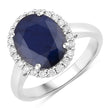 4.63 Carat Genuine Blue Sapphire and White Diamond 14K White Gold Ring - Rings - Custom Crafting Alliance, LLC