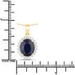 4.63 Carat Genuine Blue Sapphire and White Diamond 14K Yellow Gold Pendant - Pendants - Custom Crafting Alliance, LLC