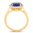 4.63 Carat Genuine Blue Sapphire and White Diamond 14K Yellow Gold Ring - Rings - Custom Crafting Alliance, LLC