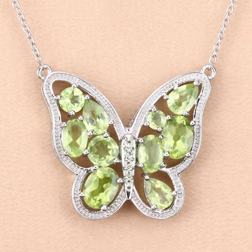 4.65 Carat Genuine Peridot .925 Sterling Silver Necklace - Necklaces - Custom Crafting Alliance, LLC