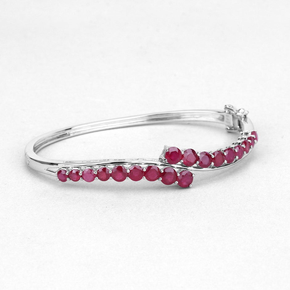 9.10 Carat Glass Filled Ruby .925 Sterling Silver Bangle