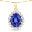 4.68 Carat Genuine Tanzanite and White Diamond 14K Yellow Gold Pendant - Pendants - Custom Crafting Alliance, LLC