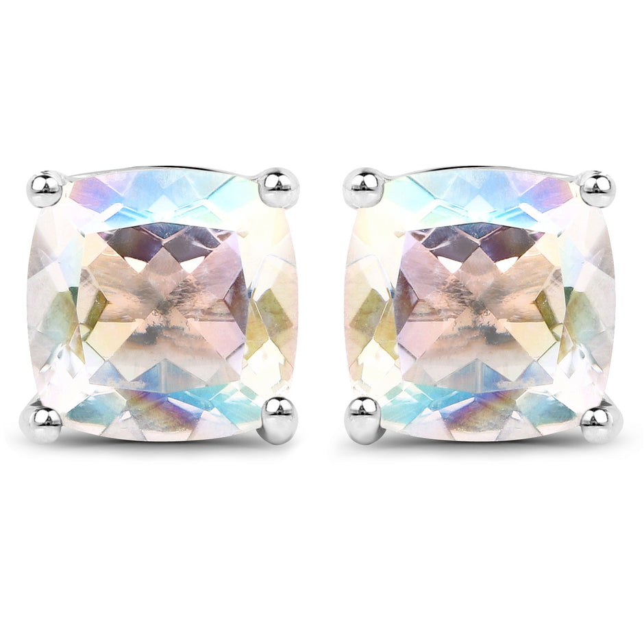 4.20cttw Crystal Rainbow Mystic Quartz .925 Sterling Silver Earrings
