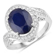 4.69 Carat Genuine Blue Sapphire and White Diamond 14K White Gold Ring - Rings - Custom Crafting Alliance, LLC