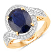4.69 Carat Genuine Blue Sapphire and White Diamond 14K Yellow Gold Ring - Rings - Custom Crafting Alliance, LLC