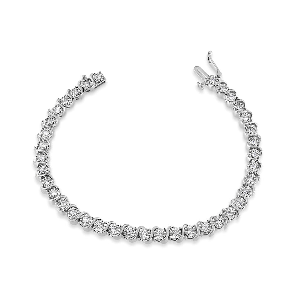 14K White Gold 1.00 Cttw Lab Grown Diamond Round Miracle Plate and 