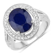 4.74 Carat Genuine Blue Sapphire and White Diamond 14K White Gold Ring - Rings - Custom Crafting Alliance, LLC