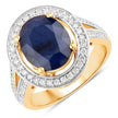 4.74 Carat Genuine Blue Sapphire and White Diamond 14K Yellow Gold Ring - Rings - Custom Crafting Alliance, LLC