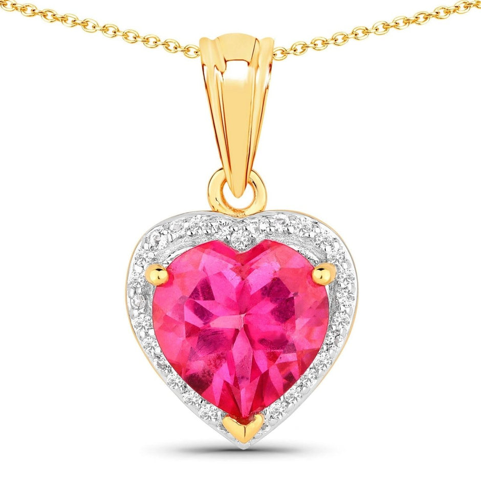 4.74 Carat Genuine Pink Topaz and White Topaz .925 Sterling Silver Pendant - Pendants - Custom Crafting Alliance, LLC