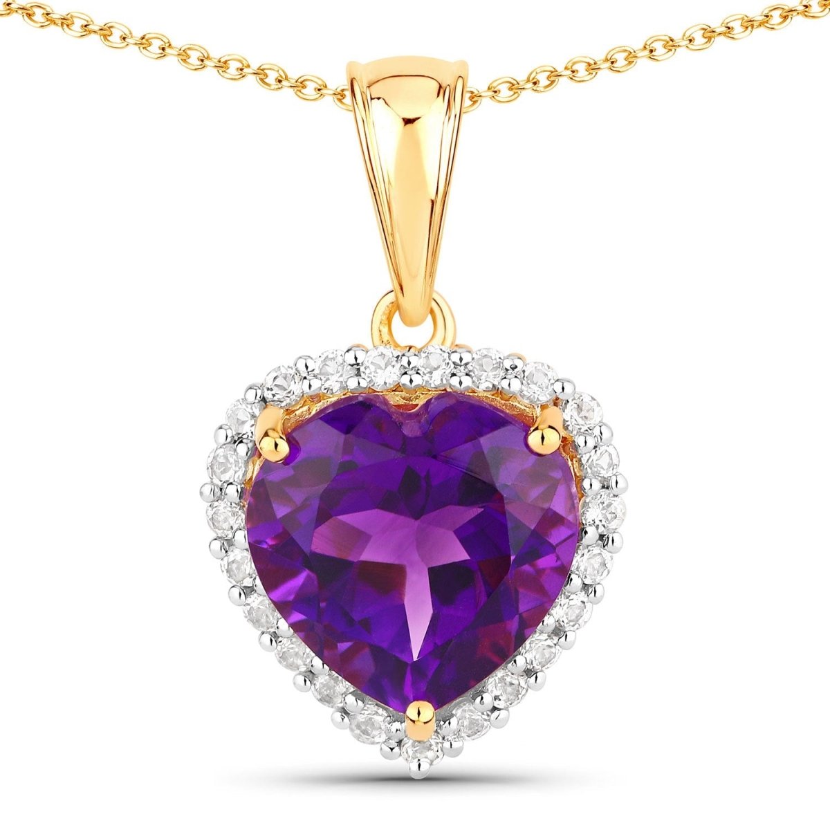 4.76 Carat Genuine Amethyst and White Topaz .925 Sterling Silver Pendant - Pendants - Custom Crafting Alliance, LLC