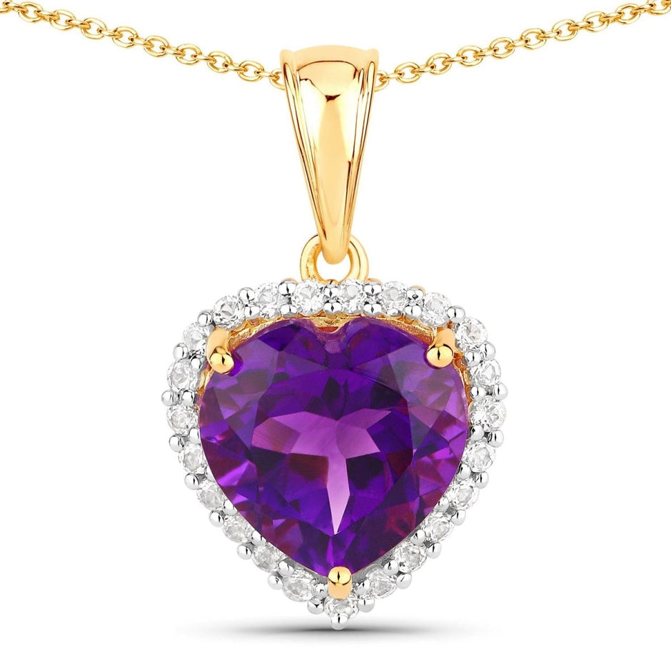 4.76 Carat Genuine Amethyst and White Topaz .925 Sterling Silver Pendant - Pendants - Custom Crafting Alliance, LLC