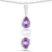 1.34 Carat Genuine Amethyst and Pearl .925 Sterling Silver Pendant