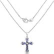 1.84 Carat Genuine Tanzanite and White Zircon .925 Sterling Silver Pendant