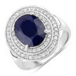 4.82 Carat Genuine Blue Sapphire and White Diamond 14K White Gold Ring - Rings - Custom Crafting Alliance, LLC