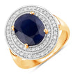 4.82 Carat Genuine Blue Sapphire and White Diamond 14K Yellow Gold Ring - Rings - Custom Crafting Alliance, LLC