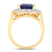 4.82 Carat Genuine Blue Sapphire and White Diamond 14K Yellow Gold Ring - Rings - Custom Crafting Alliance, LLC