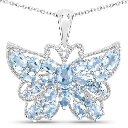 4.84 Carat Genuine Swiss Blue Topaz .925 Sterling Silver Pendant - Pendants - Custom Crafting Alliance, LLC