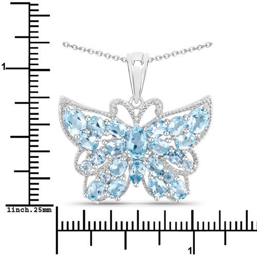 4.84 Carat Genuine Swiss Blue Topaz .925 Sterling Silver Pendant - Pendants - Custom Crafting Alliance, LLC
