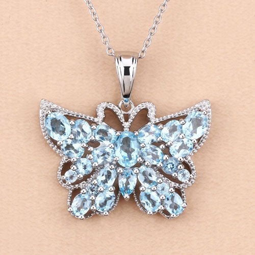 4.84 Carat Genuine Swiss Blue Topaz .925 Sterling Silver Pendant - Pendants - Custom Crafting Alliance, LLC