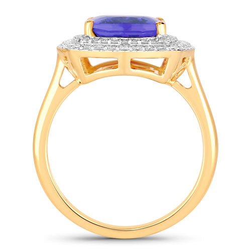 4.84 Carat Genuine Tanzanite and White Diamond 14K Yellow Gold Ring - Rings - Custom Crafting Alliance, LLC