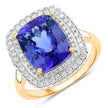 4.84 Carat Genuine Tanzanite and White Diamond 14K Yellow Gold Ring - Rings - Custom Crafting Alliance, LLC