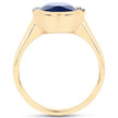 4.85 Carat Genuine Blue Sapphire and White Diamond 14K Yellow Gold Ring - Rings - Custom Crafting Alliance, LLC