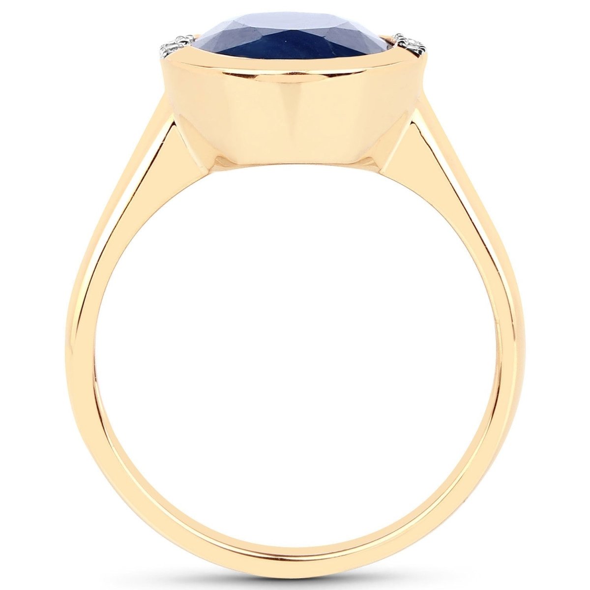 4.85 Carat Genuine Blue Sapphire and White Diamond 14K Yellow Gold Ring - Rings - Custom Crafting Alliance, LLC