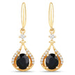 0.86 Carat Genuine Blue Sapphire and White Diamond 14K Yellow Gold Earrings
